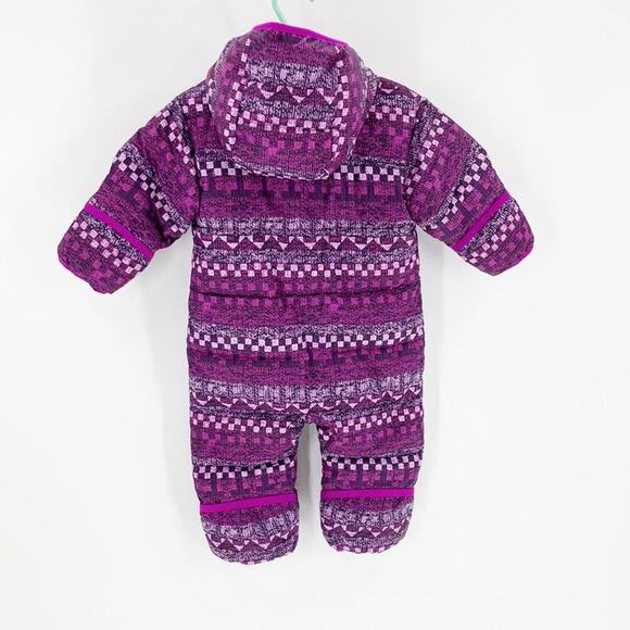 Columbia Snowsuit pink black fleece lined hooded  feet & hand covered size 3-6M - Picture 2 of 6